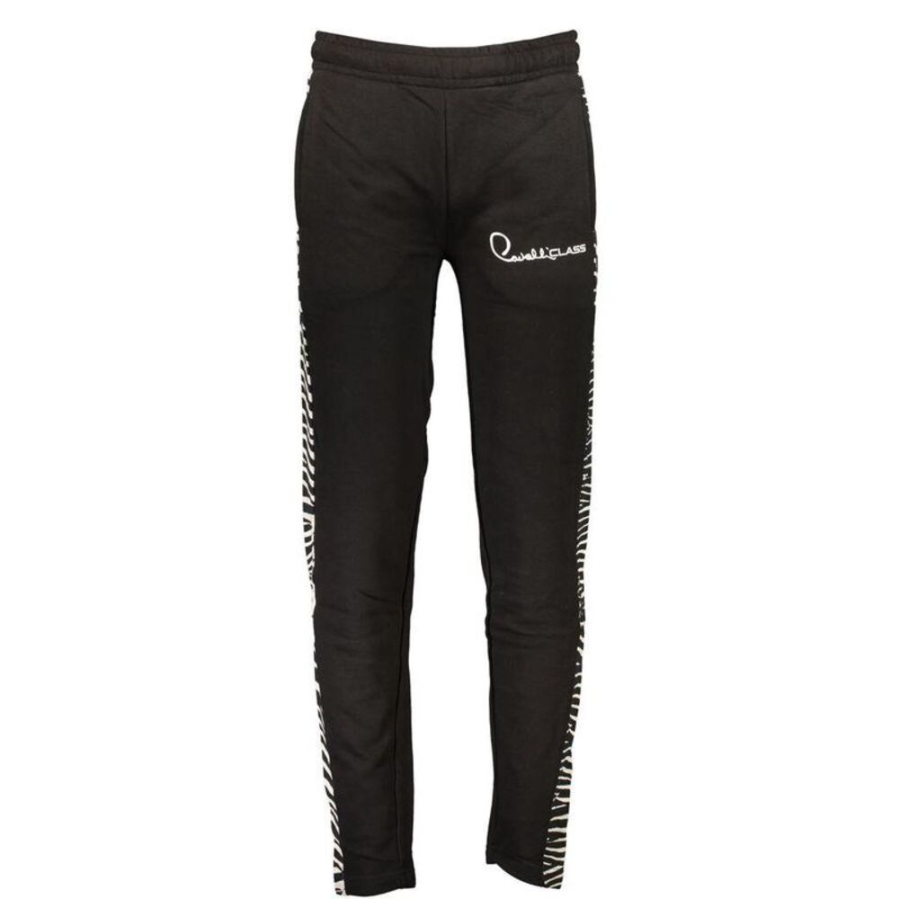 Cavalli Class Striped Casual Pants Men Black Bottoms